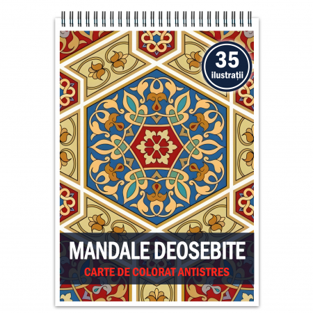 Carti de colorat cu mandale - Carte de colorat antistres, 35 de ilustratii Mandale Deosebite