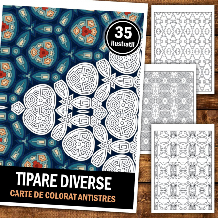Carte de colorat antistres, 35 de ilustratii Tipare diverse [1]