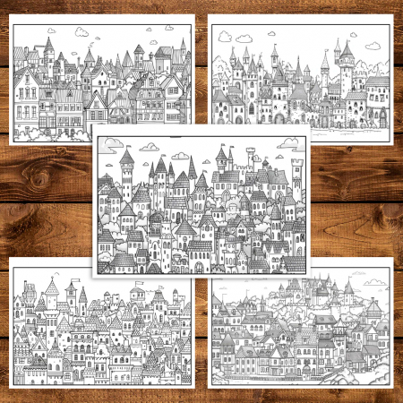 Carte de colorat antistres , 38 de ilustratii Orasele Inghesuite, 82 pagini [3]
