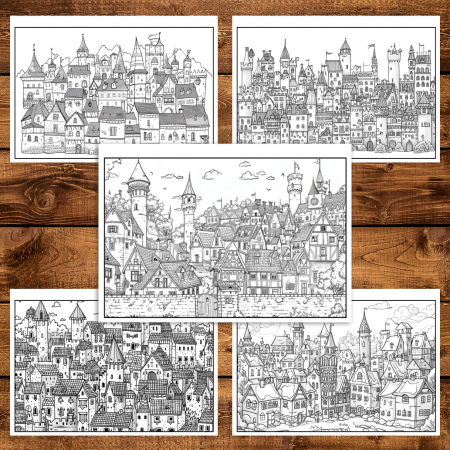Carte de colorat antistres , 38 de ilustratii Orasele Inghesuite, 82 pagini [4]