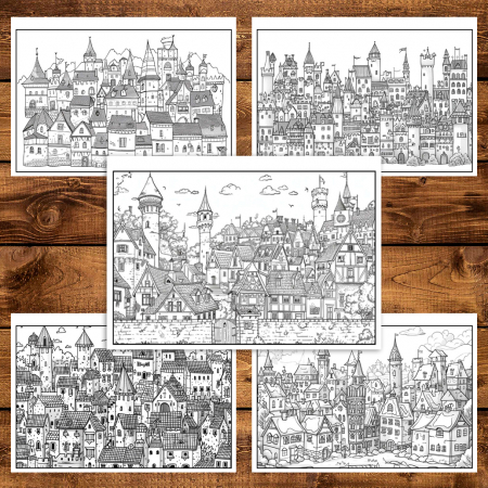 Carte de colorat antistres , 38 de ilustratii Orasele Inghesuite, 82 pagini [4]