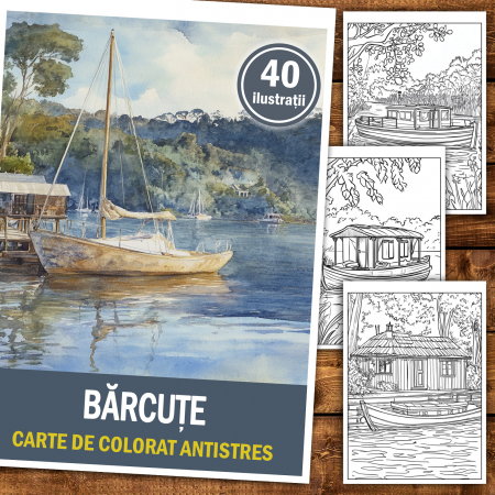 Carte de colorat antistres , 40 de ilustratii Barcute, 86 pagini [1]