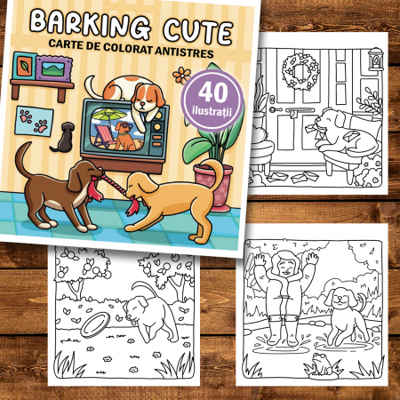 Carte de colorat antistres , 40 de ilustratii Barking Cute, 86 pagini [1]