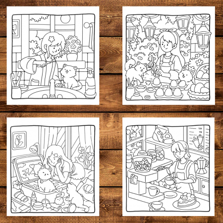 Carte de colorat antistres , 40 de ilustratii Cat Mom, 86 pagini [2]
