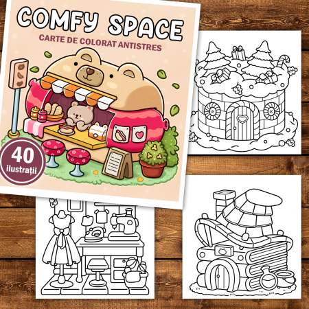 Carte de colorat antistres , 40 de ilustratii Comfy Space, 86 pagini [1]