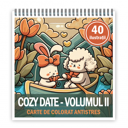 Carti de colorat Cute & Hygge - Carte de colorat antistres , 40 de ilustratii Cozy Date - Volumul II, 86 pagini