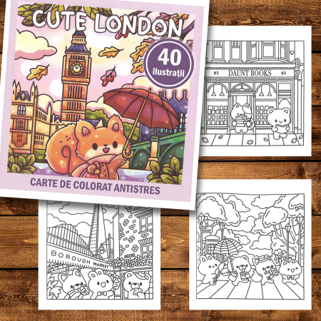 Carte de colorat antistres , 40 de ilustratii Cute London, 96 pagini [1]