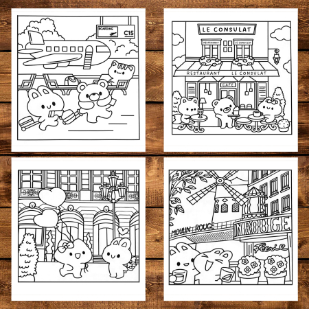 Carte de colorat antistres , 40 de ilustratii Cute Paris, 86 pagini [2]