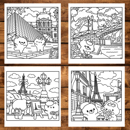 Carte de colorat antistres , 40 de ilustratii Cute Paris, 86 pagini [3]