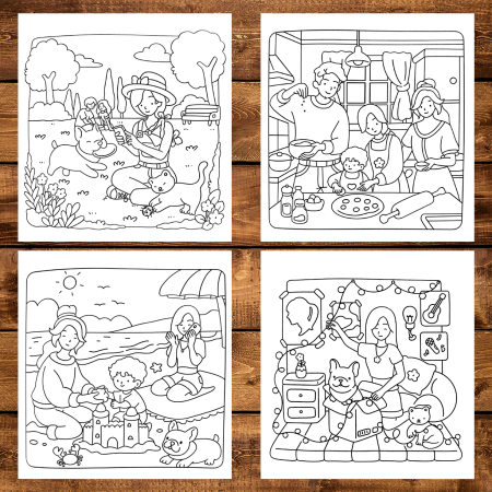 Carte de colorat antistres , 40 de ilustratii Family Moments, 86 pagini [2]