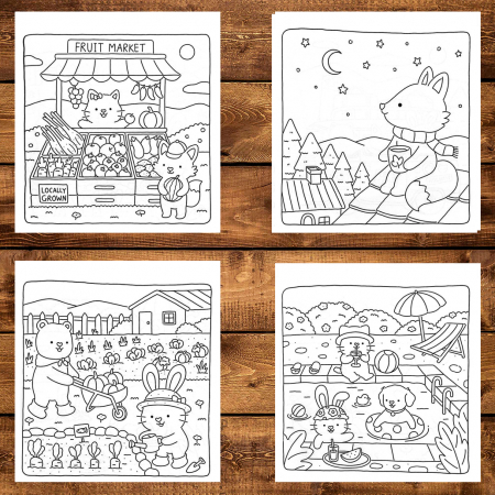 Carte de colorat antistres , 40 de ilustratii Fuzzy Friends - Volumul II, 86 pagini [3]