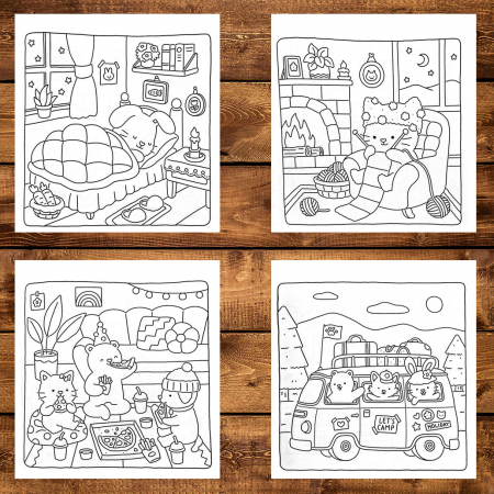 Carte de colorat antistres , 40 de ilustratii Fuzzy Friends - Volumul II, 86 pagini [2]