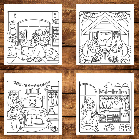 Carte de colorat antistres , 40 de ilustratii Girl Vibes, 86 pagini [2]