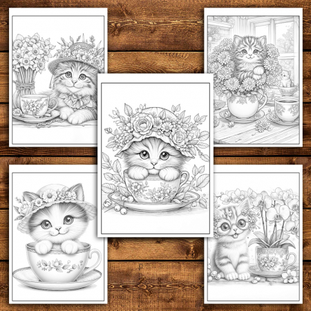 Carte de colorat antistres , 40 de ilustratii Kitten in a Teacup, 86 pagini [3]