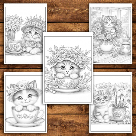 Carte de colorat antistres , 40 de ilustratii Kitten in a Teacup, 86 pagini [3]