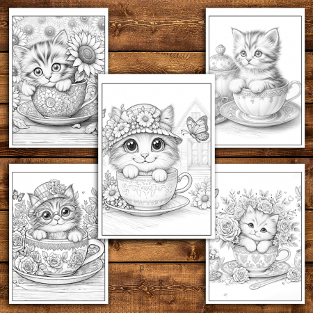 Carte de colorat antistres , 40 de ilustratii Kitten in a Teacup, 86 pagini [4]