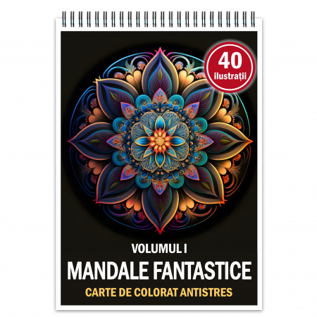 Carti de colorat cu mandale - Carte de colorat antistres, 40 de ilustratii Mandale Fantastice - Volumul I