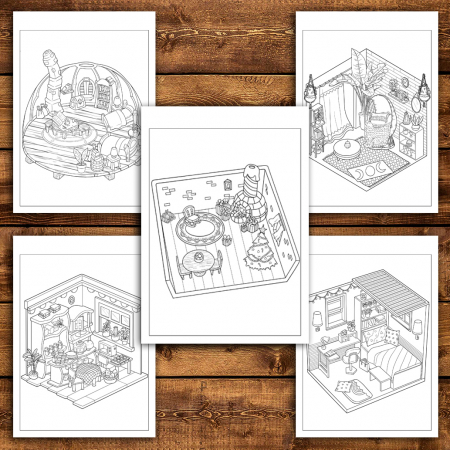 Carte de colorat antistres , 40 de ilustratii Pocket House - Volumul III, 86 pagini [4]