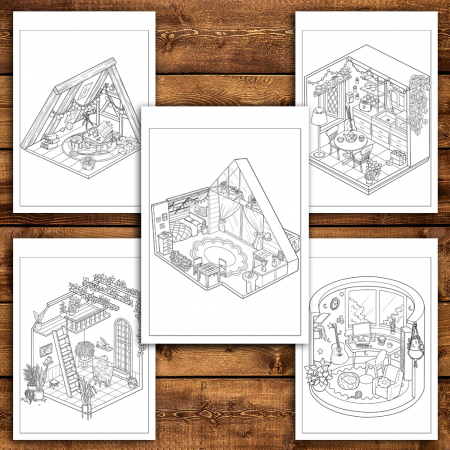 Carte de colorat antistres , 40 de ilustratii Pocket House - Volumul III, 86 pagini [3]