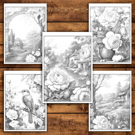 Carte de colorat antistres , 40 de ilustratii Poem în Flori, 86 pagini [4]