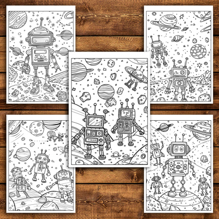 Carte de colorat antistres , 40 de ilustratii Robotei, 86 pagini [4]