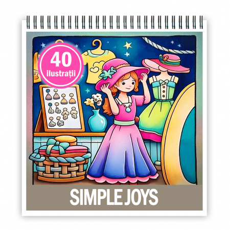 Carti de colorat antistres pentru adulti - Carte de colorat antistres , 40 de ilustratii Simple Joys, 86 pagini