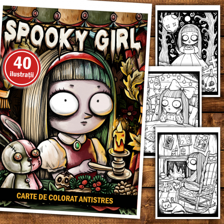 Carte de colorat antistres , 40 de ilustratii Spooky Girl, 86 pagini [1]