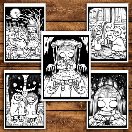 Carte de colorat antistres , 40 de ilustratii Spooky Girl, 86 pagini [3]