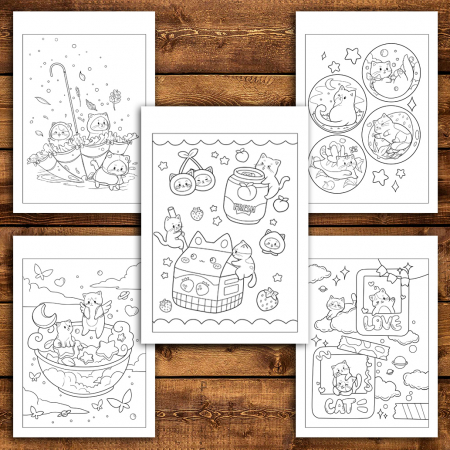 Carte de colorat antistres , 40 de ilustratii Tiny Cats, 86 pagini [4]