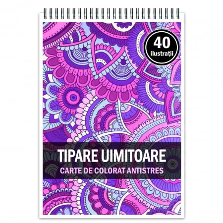 Carti de colorat cu tipare - Carte de colorat antistres, 40 de ilustratii Tipare uimitoare