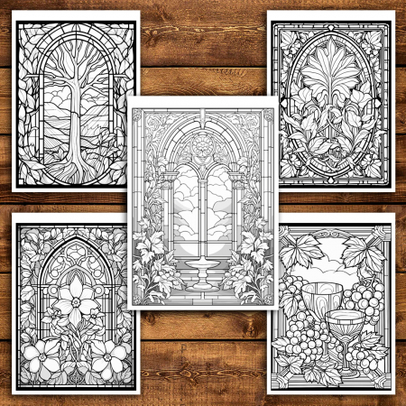 Carte de colorat antistres , 40 de ilustratii Vitralii Fermecatoare - Volumul IV, 86 pagini [4]