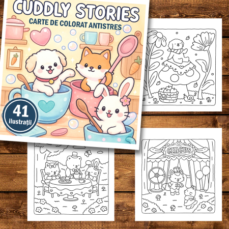 Carte de colorat antistres , 41 de ilustratii Cuddly Stories, 88 pagini [1]