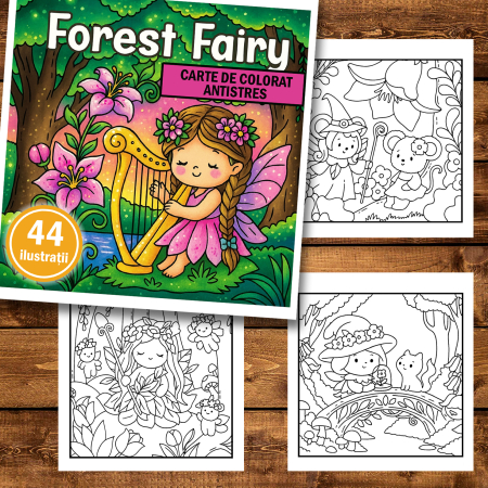 Carte de colorat antistres , 44 de ilustratii Forest Fairy, 94 pagini [1]