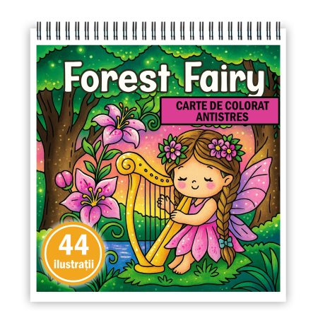 Carti de colorat antistres pentru adulti - Carte de colorat antistres , 44 de ilustratii Forest Fairy, 94 pagini