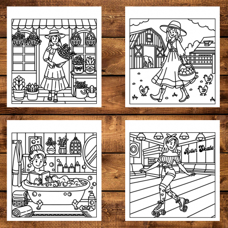 Carte de colorat antistres , 44 de ilustratii  Girl Days, 94 pagini [2]