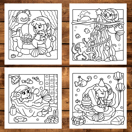 Carte de colorat antistres , 44 de ilustratii Viata Sirenelor, 94 pagini [3]