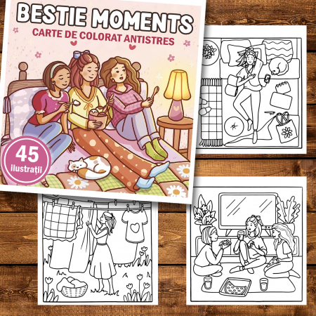 Carte de colorat antistres , 45 de ilustratii Bestie Moments, 96 pagini [1]