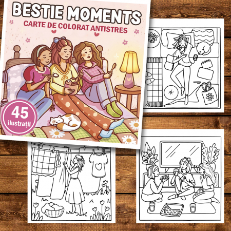 Carte de colorat antistres , 45 de ilustratii Bestie Moments, 96 pagini [1]