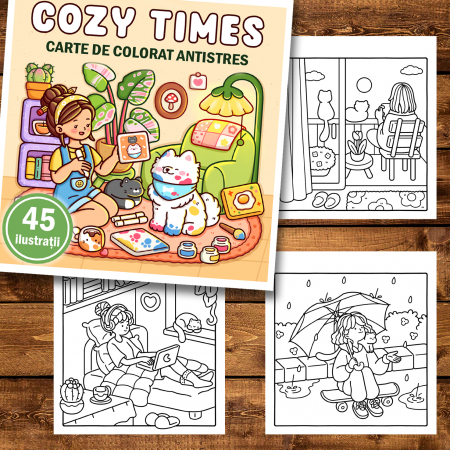 Carte de colorat antistres , 45 de ilustratii Cozy Times, 96 pagini [1]