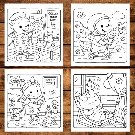 Carte de colorat antistres , 45 de ilustratii Cute Dragons - Volumul II, 96 pagini [3]