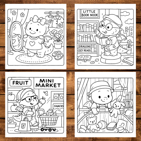 Carte de colorat antistres , 45 de ilustratii Cute Dragons - Volumul II, 96 pagini [2]