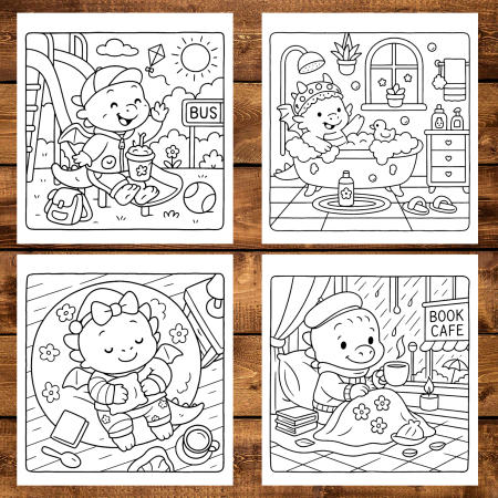 Carte de colorat antistres , 45 de ilustratii Cute Dragons - Volumul III, 96 pagini [3]