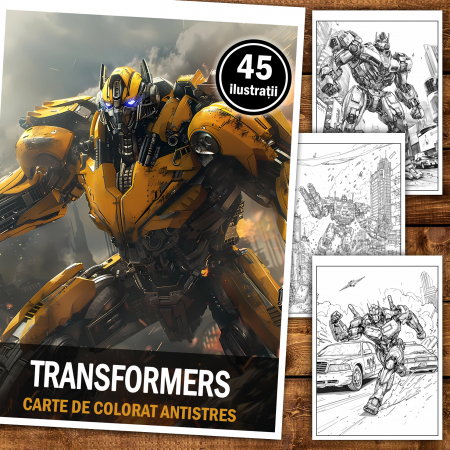 Carte de colorat antistres , 45 de ilustratii Transformers, 96 pagini [1]