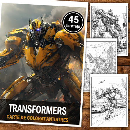 Carte de colorat antistres , 45 de ilustratii Transformers, 96 pagini [1]