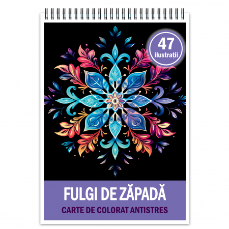 Carti de colorat de Craciun - Carte de colorat antistres , 47 de ilustratii Fulgi de Zapada, 100 pagini