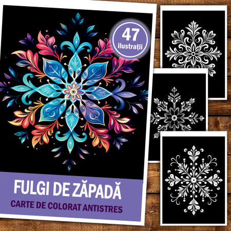 Carte de colorat antistres , 47 de ilustratii Fulgi de Zapada, 100 pagini [1]