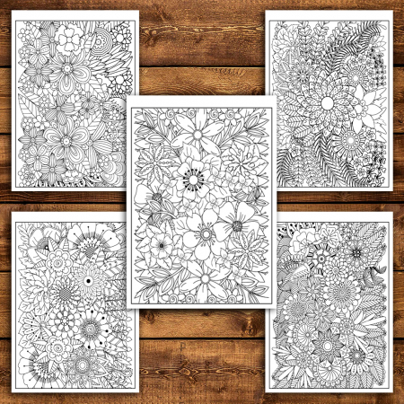 Carte de colorat antistres, 48 de ilustratii  Flori Zentangle - Volumul I [4]
