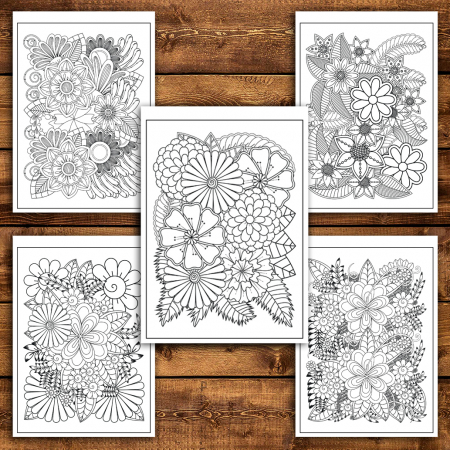 Carte de colorat antistres, 48 de ilustratii Flori Zentangle - Volumul III [4]