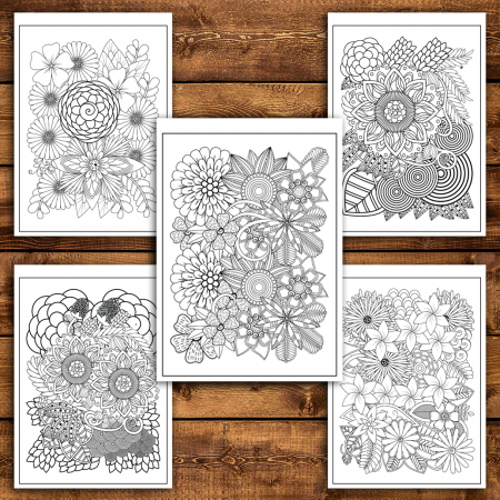 Carte de colorat antistres, 48 de ilustratii Flori Zentangle - Volumul III [3]