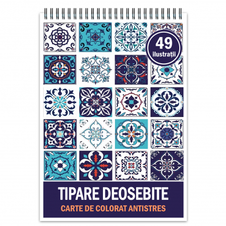 Carti de colorat cu tipare - Carte de colorat antistres, 49 de ilustratii Tipare Deosebite